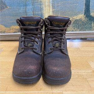 Carolina Men's Brown leather Work Boots, aluminum toe, size 7.5